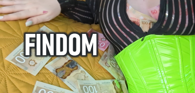 Greedy Femdom Findom Goddess Miss Faith Rae lays on her bed covered in hundred dollar bills and fifty dollar bills. More cash is tucked into her bra and underbust corset. Click this image to go to her Femdom Findom Financial Domination phone sex listing